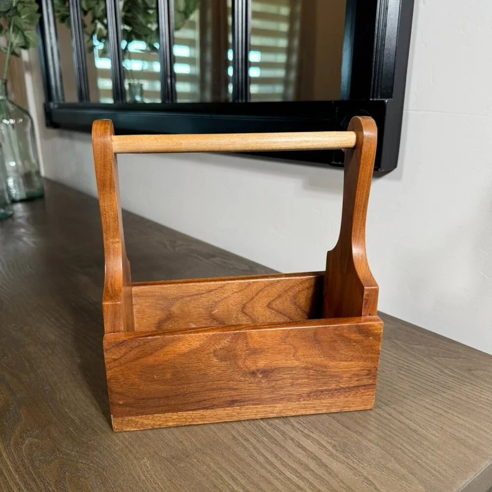 Small Wood Caddy Organizer – Rustic & Versatile Farmhouse Style